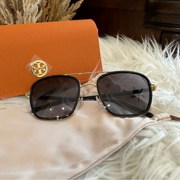 Tory Burch Women\'s Fashion 53mm Shiny Gold Black Sunglasses main image 6